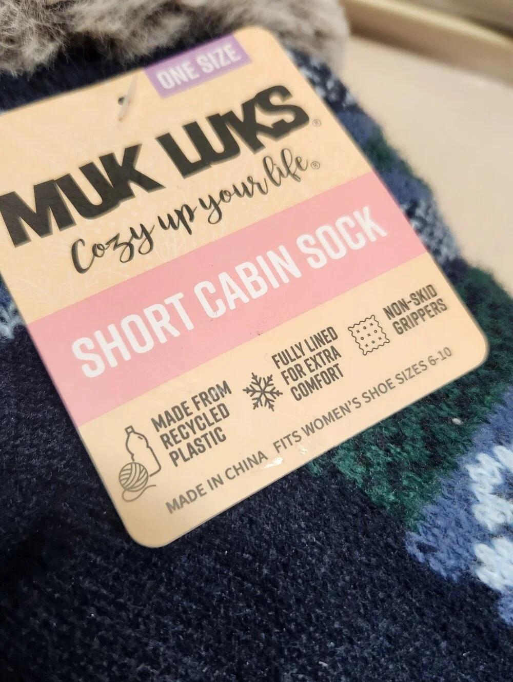 Muk Luks Womens One Size Short Cabin Socks in Navy, Blue & Green New